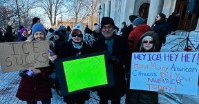 Caregivers gathered at CT State Capitol for vigil honoring Alex Pretti on Jan. 31